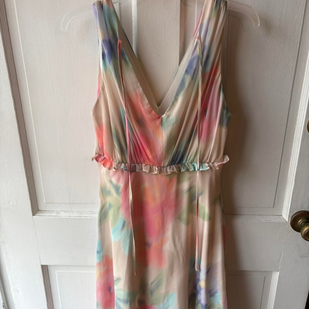 Taylor Maxi Dress Womens 12 Empire Waist Watercolor Tie Dye Lined Wedding - Picture 7 of 8